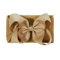 6.3-inch golden brown jacquard bow headband with high elastic nylon for infants - Golden Brown (837-057)