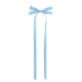 Light blue silk bow hair clip with long streamers, elegant fabric ribbon accessory - Light Blue Style (17)