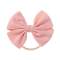 Pink macaron fabric bow headband with soft seamless nylon band for infants and toddlers - Pink(14)