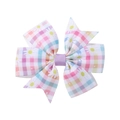 Pince à cheveux nœud à imprimé marguerites avec motifs à carreaux colorés et ruban côtelé - Imprimé Marguerite à Carreaux (11)