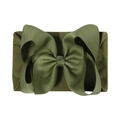 Army green baby nylon headband with a large ribbed jacquard bow on a white background - Army Green (563-087)