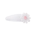 Barrette à cheveux marguerite avec dentelle blanche et broderie rose sur base en métal - Style 4