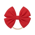 Elastic nylon headband with soft red fabric bow for babies and toddlers comfort - Red (15)