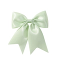 Mint green satin bow hair clip for girls with a silky texture and smooth elegant finish - Pale Green