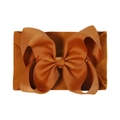Caramel brown baby jacquard headband with a large ribbed bow knot for fashion girls - Caramel Brown (785-046)