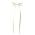 Creamy satin bow hair clip with long streamers and elegant glossy finish - Off-White Style(21)