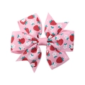 Nœud barrette rose en gros-grain avec motifs de fraises et fleurs pour filles - Imprimé Fraise Rose (13)