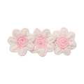 Handgefertigte Häkel-Sonnenblume Haarspange in sanftem Rosa und Elfenbeinweiß - Rosa Weiß