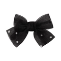 Sweet black mesh bow hair clip with white pearl accents for girls and toddlers - Black