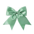 Sage green satin bow hair clip with double-layer design and elegant floral patterns - Sage Green