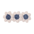 Drei beige Sonnenblumen-Haarspangen mit marineblauer Mitte und bestickter Struktur - Dunkelblau