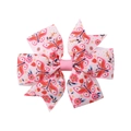 Nœud papillon rose à motif marguerite en ruban gros-grain pour enfants et filles - Imprimé Floral Rosâtre (14)