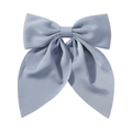 Dusty blue oversized satin bow hair clip with ribbons for children and girls - Grey Blue