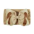 Elastic baby headband featuring a large jacquard bow in light champagne color - Champagne (835-053)