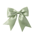 Sage green satin bow hair clip with elegant fishtail ribbon design for girls - Bean Green