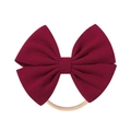 Soft nylon baby headband with a large wine red waffle texture bow hair accessory - Wine Red (19)
