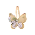 Floral print fabric butterfly hair clip with pearl embellishments for girls - Lemon Yellow Floral