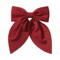 Classic large dark red bow hair clip with elegant long ribbons for JK style - Burgundy