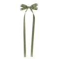 Sage green satin bow hair clip with long tassel ribbons for women and girls - Sage Green Style (566)