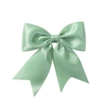 Mint green satin ribbon bow hair clip with long streamers and elegant floral style - Mint Green