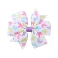 Nœud à cheveux imprimé papillon en ruban gros-grain pour enfants et bébés - Imprimé Papillon Coloré Blanc (16)