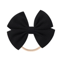 Elastic baby headband with a black waffle texture bow and soft nylon seamless band - Black (20)