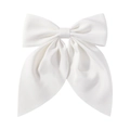 Elegant oversized pure white ribbon bow hair clip with soft satin fabric for girls - Pure White