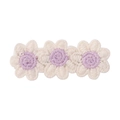 Barrette à cheveux tournesol faite main avec trois fleurs tricotées crème et violettes - Centre Lavande (5)