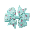 Barrette nœud bleu clair en gros-grain avec motif floral marguerite pour filles - Imprimé Petites Fleurs Bleu (17)