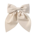 Elegant cream white oversized bow hair clip with ribbons in soft chiffon fabric - Cream