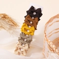 Set of 5 waffle texture fabric bow hair clips in black, brown, yellow, grey and beige colors - Basic Dark Mix (10AD)