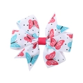 Nœud papillon en ruban gros-grain fait main avec motifs papillons et pois pour enfants - Imprimé Papillon Blanc Rouge Bleu (18)