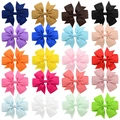 20-piece set of colorful grosgrain ribbon fishtail bow hair clips for girls in 20 assorted colors - Mixed Colors