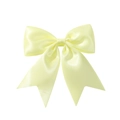 Light yellow satin bow hair clip for girls with long elegant ribbons and glossy finish - Light Yellow