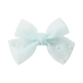 Elegante fermaglio per capelli in rete verde menta con perle bianche per bambina - Verde Menta Chiaro