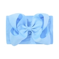 Light blue jacquard baby headband with large grosgrain bow made of high elastic nylon fabric - Light Blue (311-086)