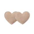 Dettaglio delle mollette per capelli in tessuto a coste kaki a forma di cuore per bambine - Cachi Chiaro (2)