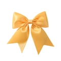 Vibrant yellow satin bow hair clip with fabric texture and elegant pleated butterfly design - Bright yellow