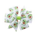 Pince à cheveux nœud en ruban gros-grain blanc avec motifs d'avocat verts - Imprimé Avocat Blanc (20)