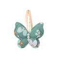 Blue floral butterfly hair clip for kids with white pearls and gold snap clip detail - Teal Floral