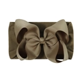 6.3-inch oversized jacquard bow nylon headband for babies and kids in olive green - Khaki Green (840-047)