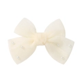 Barrette nœud en tulle blanc crème ornée de perles pour filles et bambins - Blanc Cassé