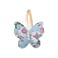Floral print butterfly hair clip in light blue with elegant white pearl center - Pale Blue Pastoral