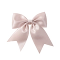 Elegant champagne pink satin floral bow hair clip with long ribbons for girls - Champagne Pink