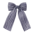 Barrette nœud en coton lin à rayures violettes avec fils métallisés pour filles - Style Rayé Violet (1)