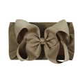 Soft elastic baby headband with a large brown jacquard ribbon bow on a white background - Light Brown (838-838)
