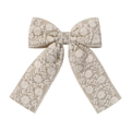 Barrette à nœud brodé beige pour filles avec dentelle florale élégante et ruban long - Beige (2)