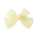 Barrette à cheveux nœud en résille jaune clair avec perles blanches pour filles - Light jaune