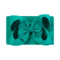 Teal nylon headband for infants with a large 6.3-inch grosgrain ribbon bow accent - Teal (342-342)