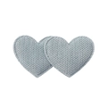 Par de pinzas para el cabello en forma de corazón de tela azul claro con textura tejida - Verde Menta (34)